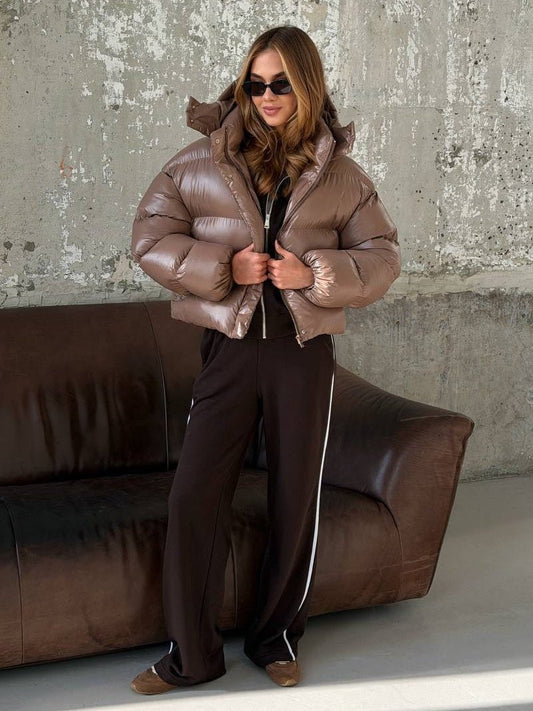 Lara Hooded Glossy Puffer Jacket