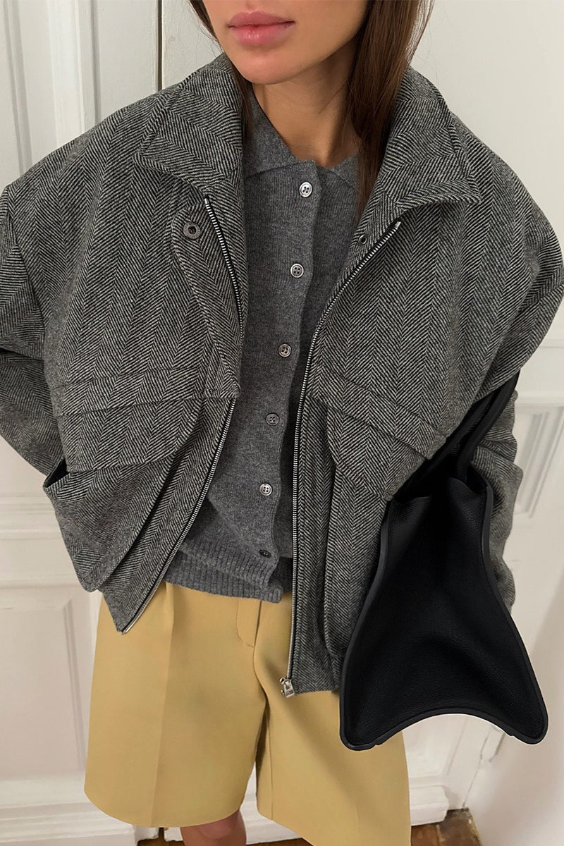 Abrigo Lily de espiga con cuello alto