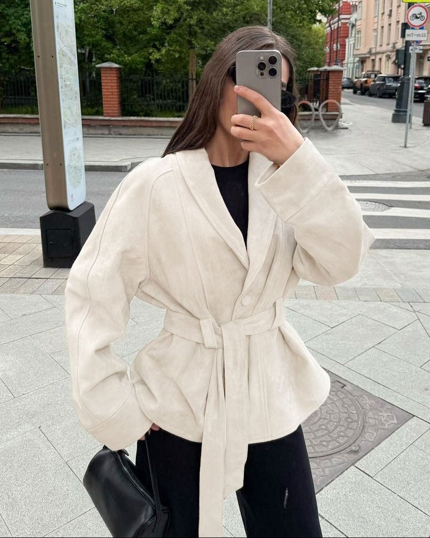 Gabardina de ante con cinturón Annie