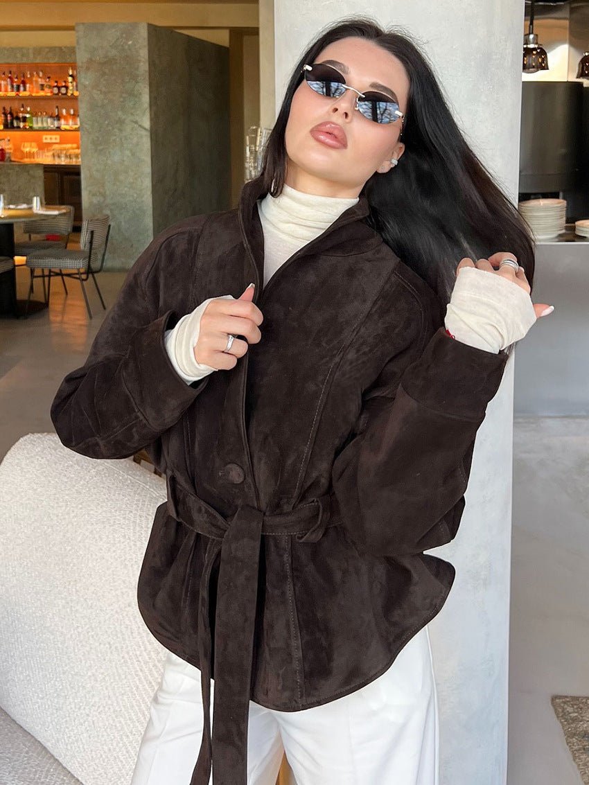 Gabardina de ante con cinturón Annie
