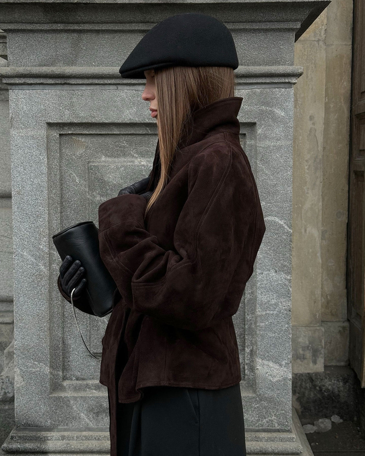 Gabardina de ante con cinturón Annie