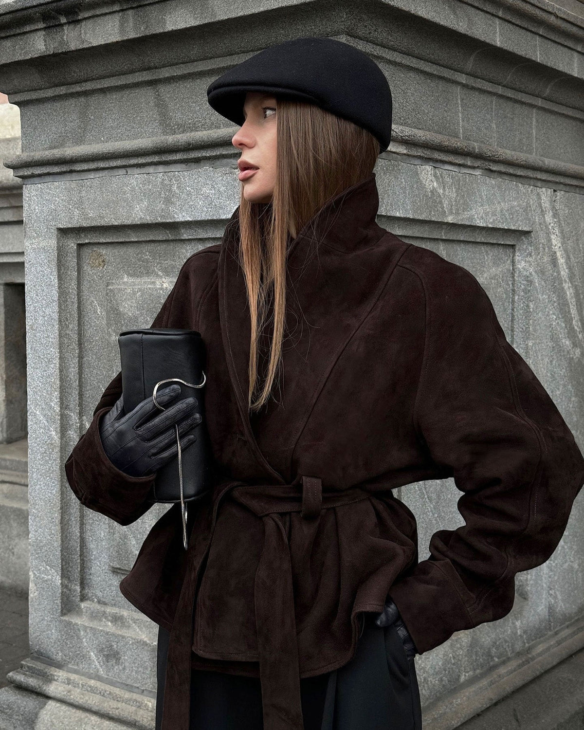 Gabardina de ante con cinturón Annie