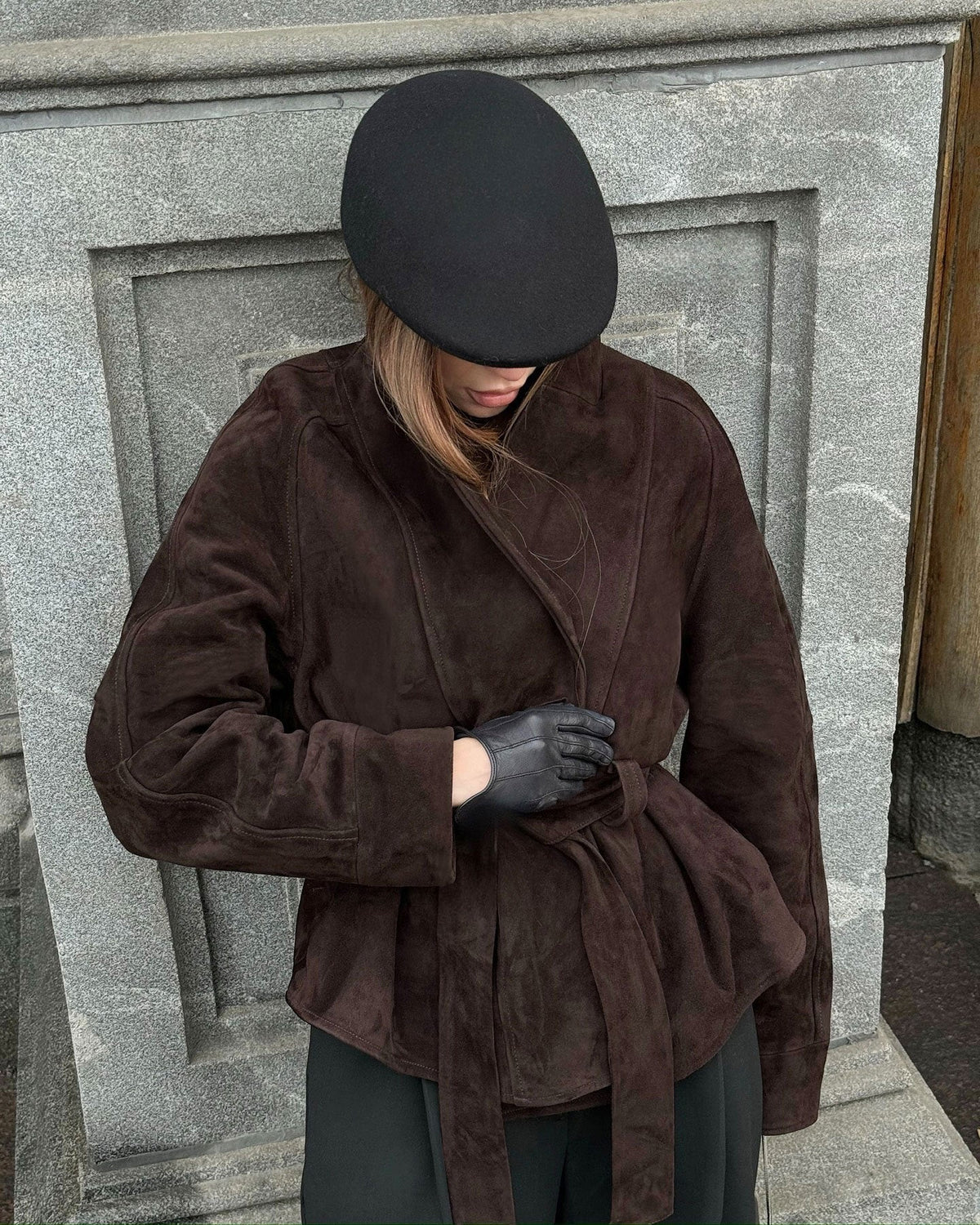 Gabardina de ante con cinturón Annie