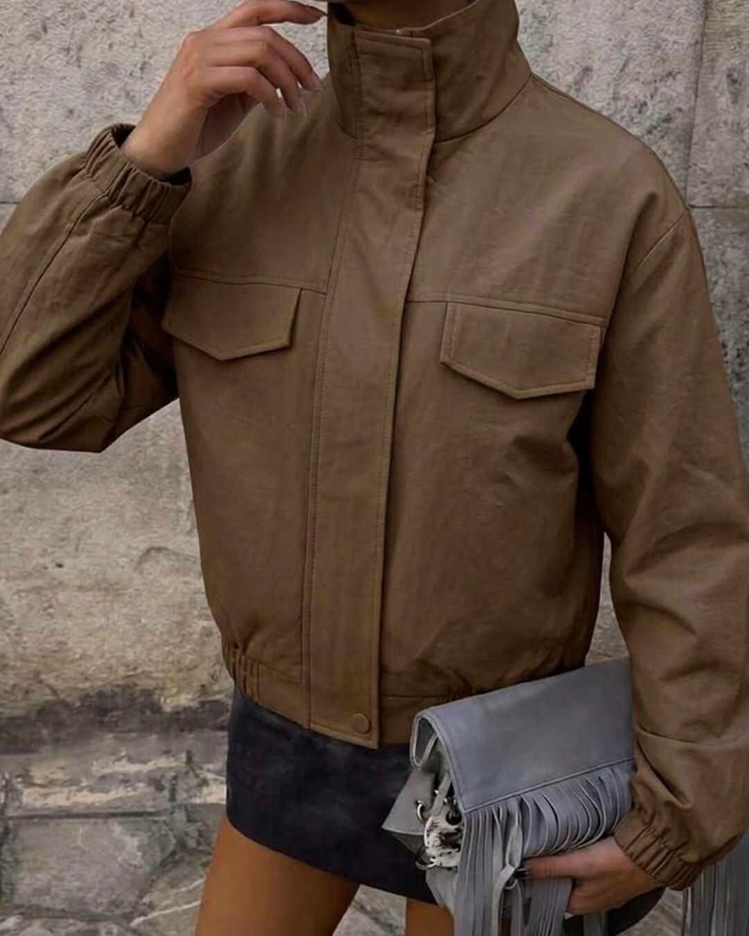 Amelie Brown Zip Jacket