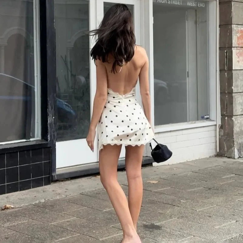 Vestido mini de encaje Margot sin espalda