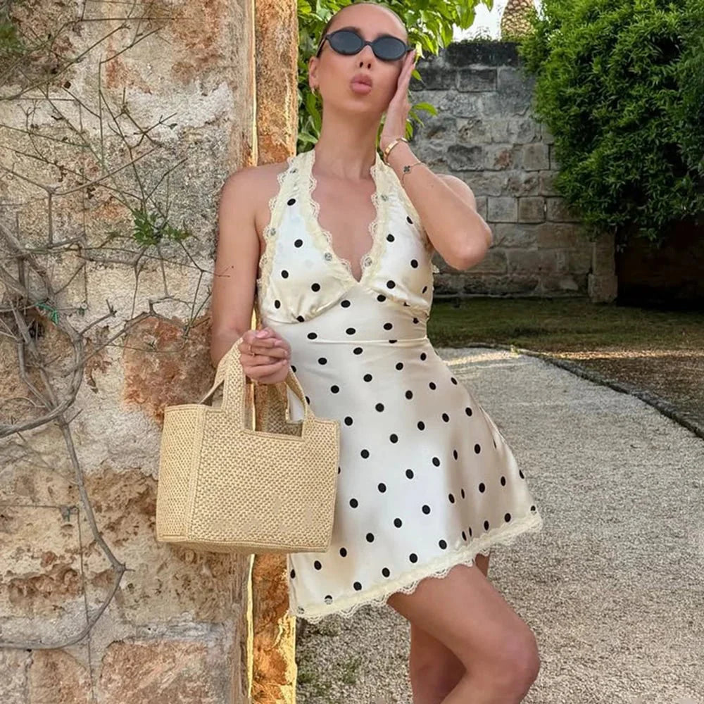 Vestido mini de encaje Margot sin espalda