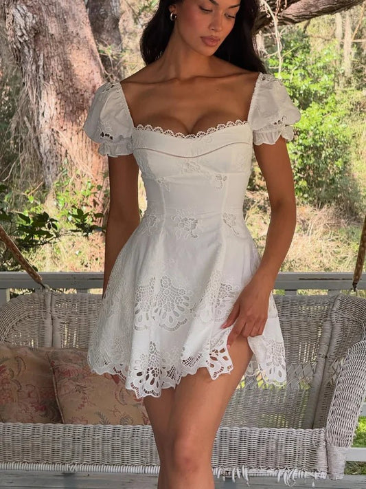 Minivestido Audra de encaje con aberturas