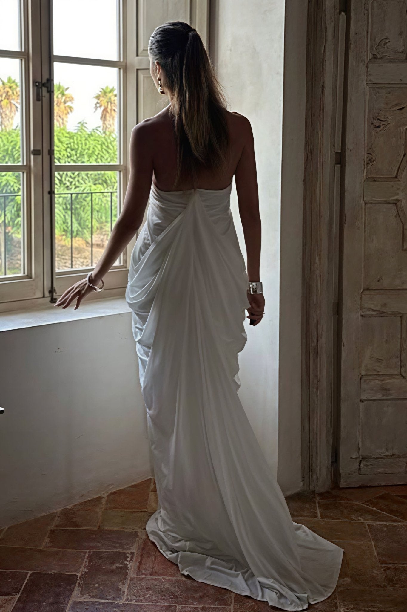 Vestido maxi Celia de tul con volantes