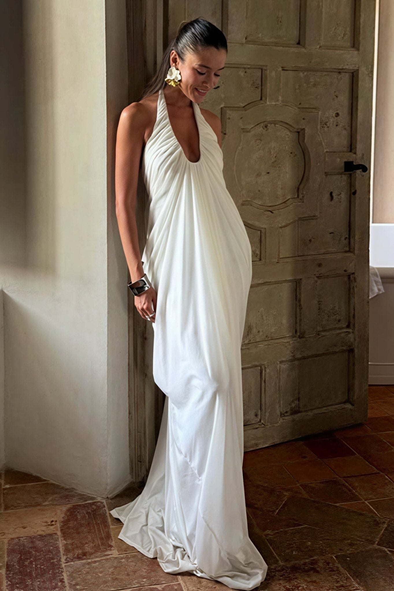 Vestido maxi Celia de tul con volantes