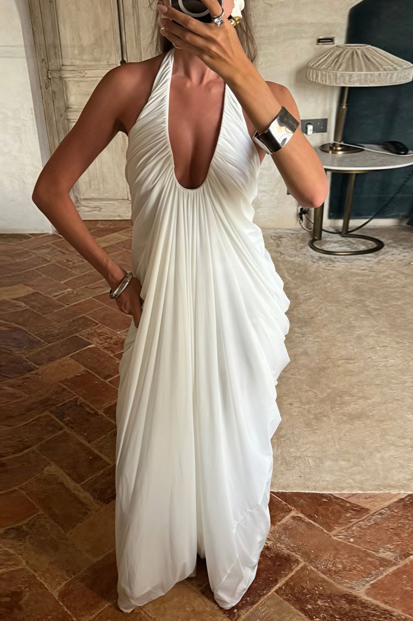 Vestido maxi Celia de tul con volantes