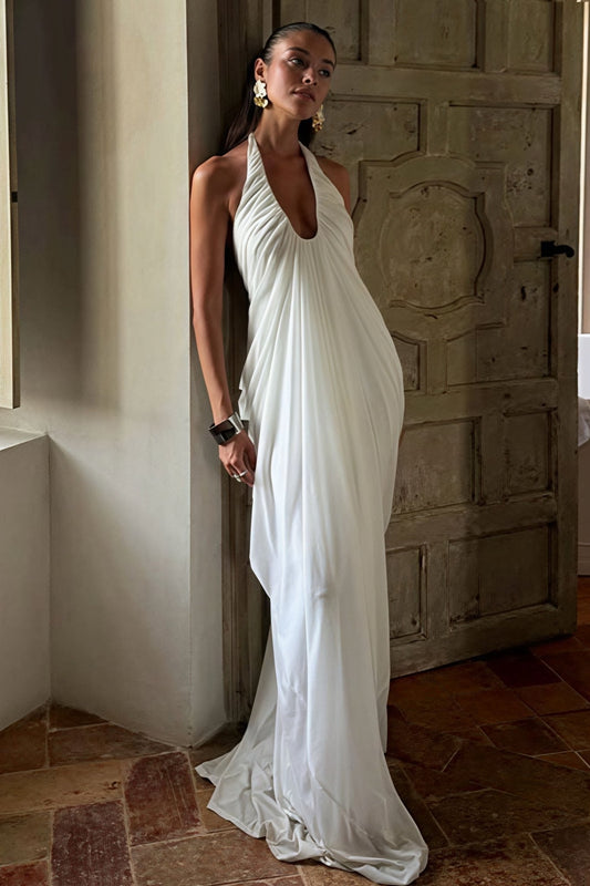 Vestido maxi Celia de tul con volantes