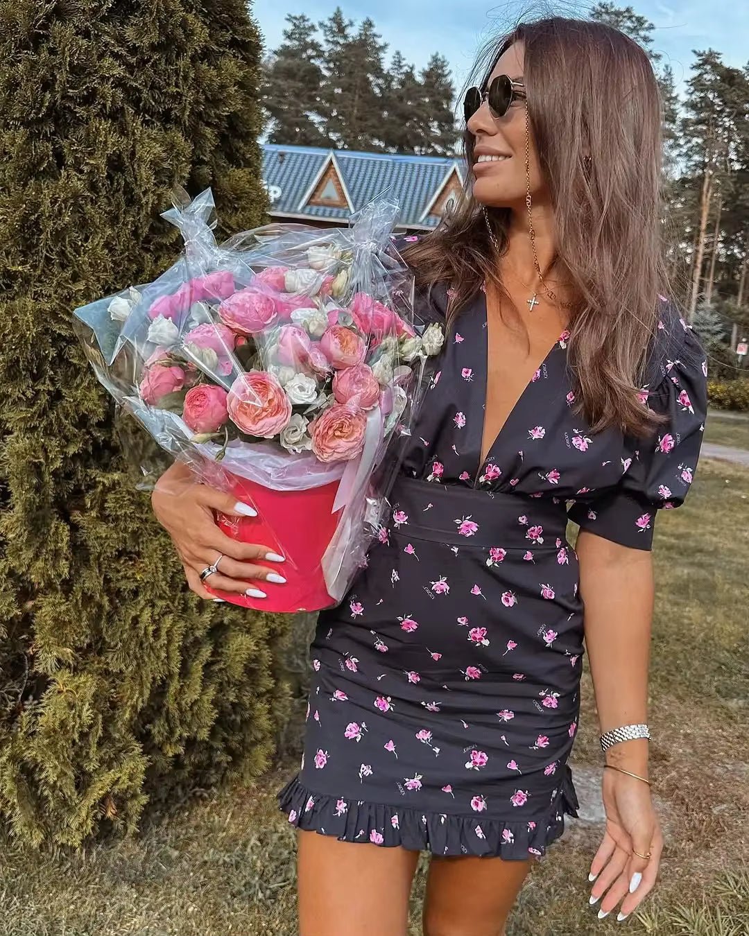 Vestido corto Natasha con estampado floral