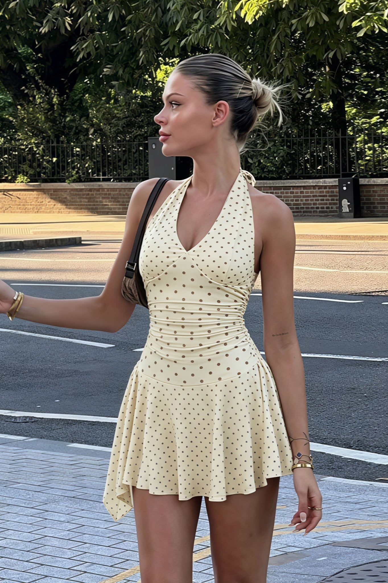 Vestido mini halter de lunares Natalia