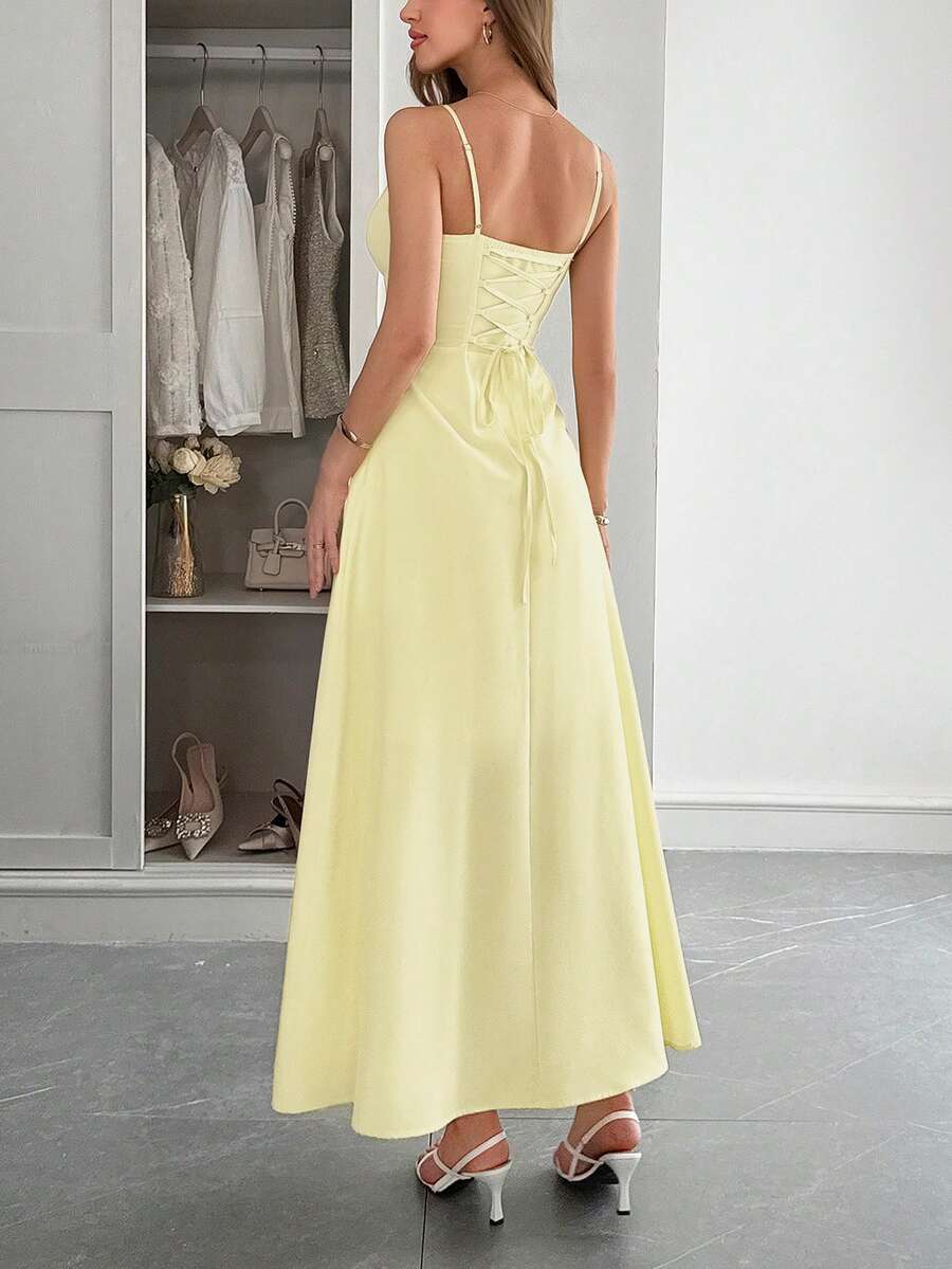 Vestido maxi Aleana con fruncido en la cintura