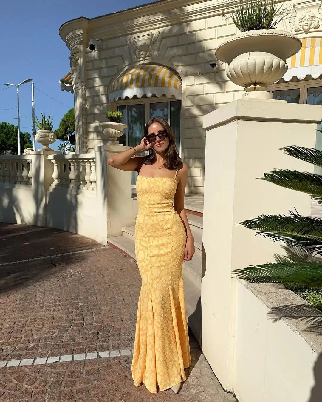 Enora vestido maxi con lazada y cola de pez
