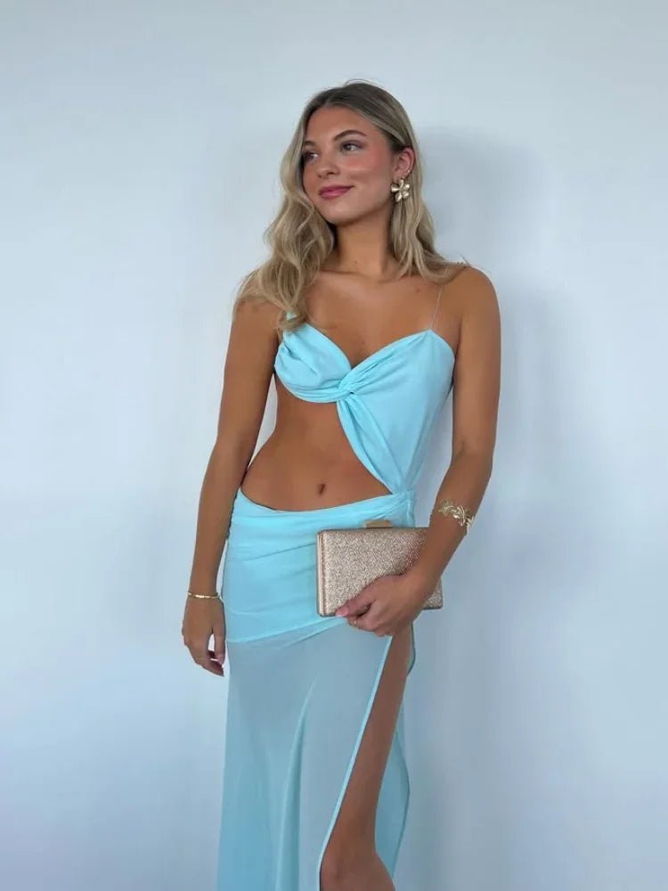 Isabelle Mesh Cutout Maxi vestido