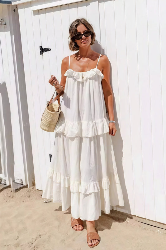Vestido maxi Sophia con bajo de volantes