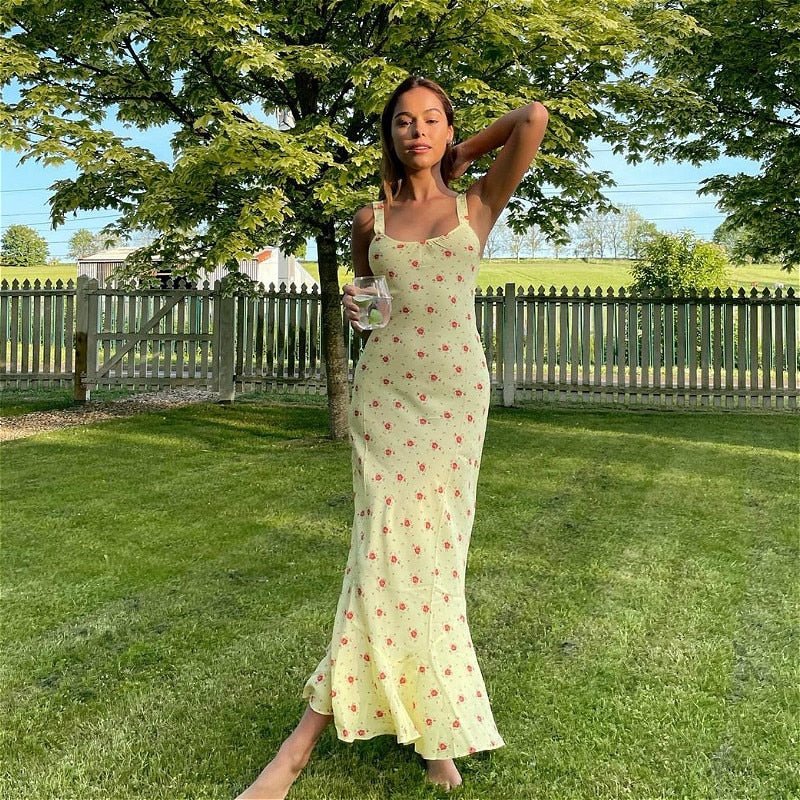 Vestido Hermione acampanado con volantes y estampado floral