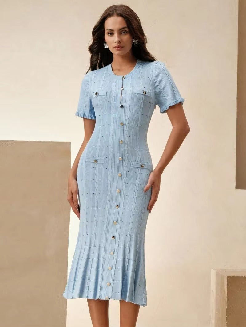 Vestido midi de punto Margot con botones delanteros
