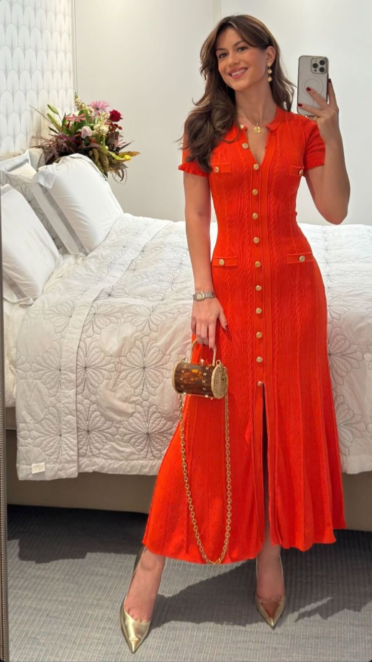 Vestido midi de punto Margot con botones delanteros