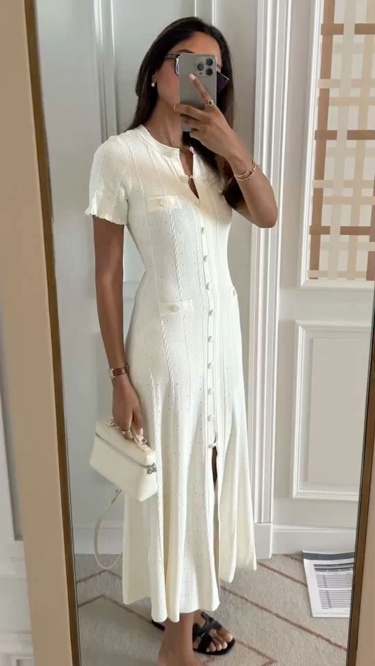 Vestido midi de punto Margot con botones delanteros