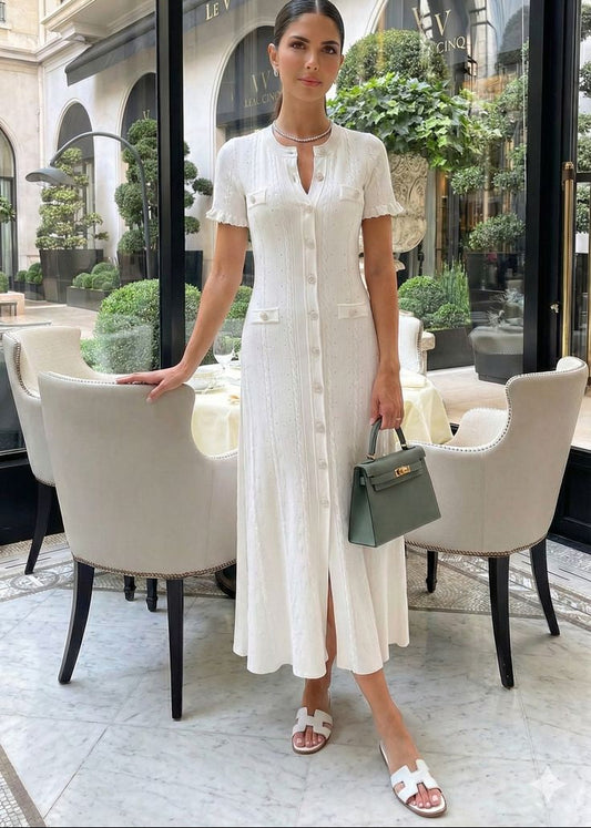 Vestido midi de punto Margot con botones delanteros