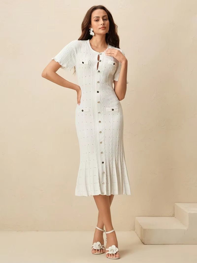 Vestido midi de punto Margot con botones delanteros