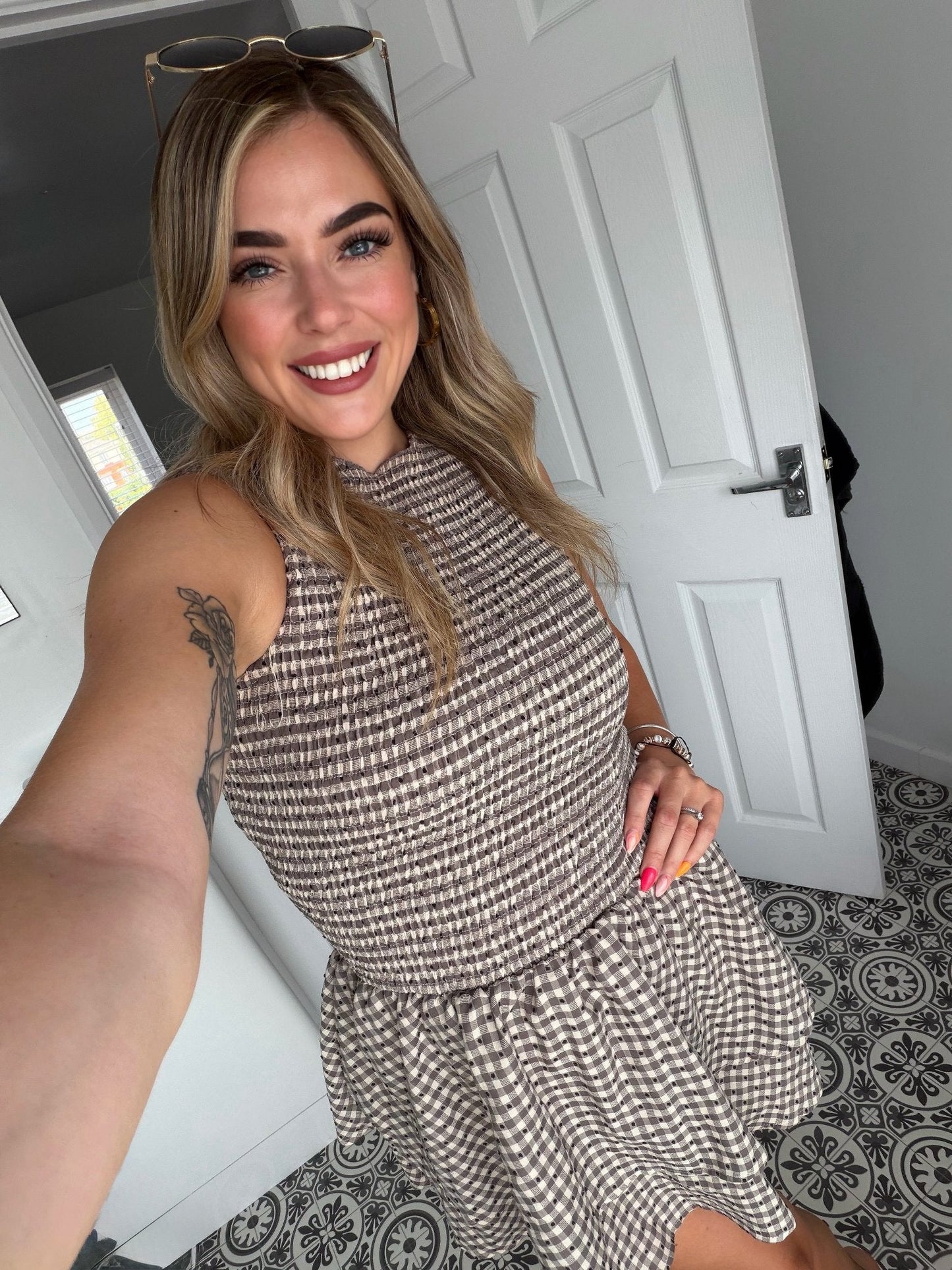 Linda Plaid Smocked Mini Dress