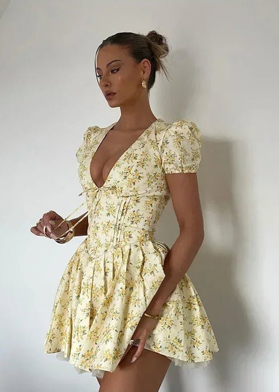 Vestido corto Lory con escote en V