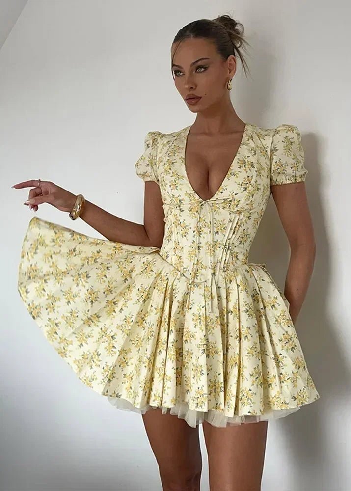 Vestido corto Lory con escote en V