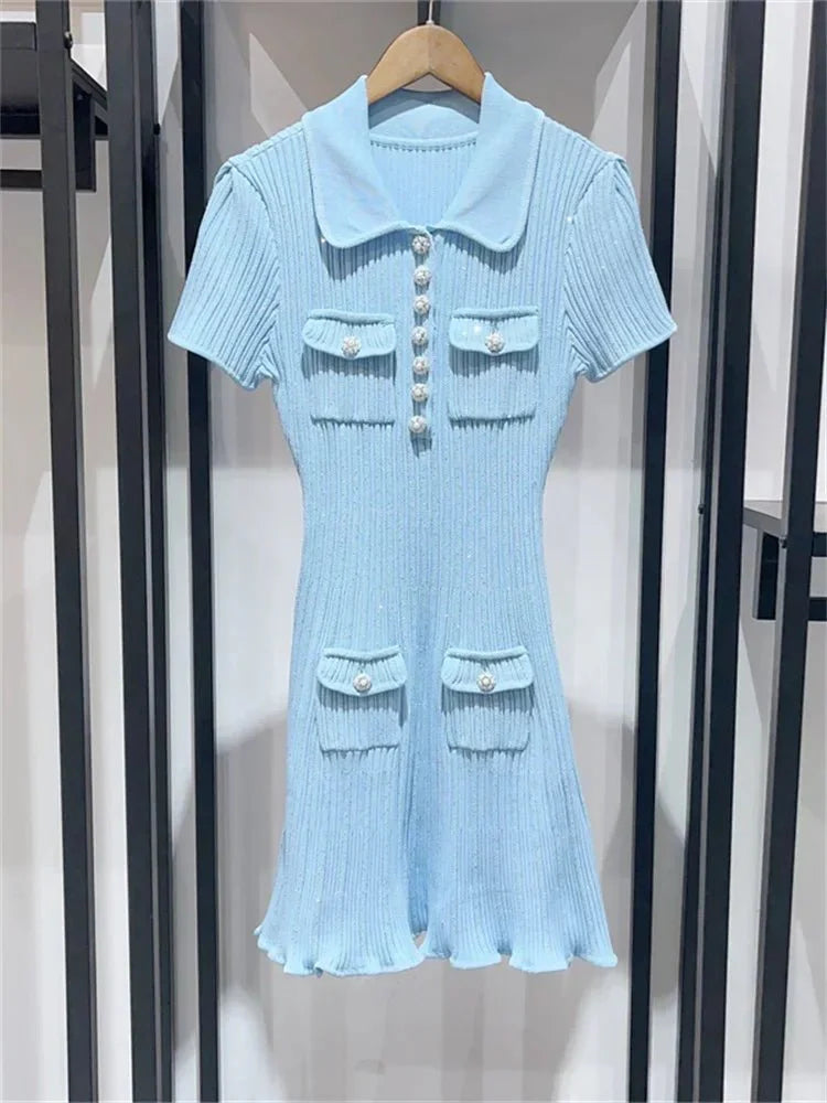 Vestido mini Emelia de punto con lentejuelas