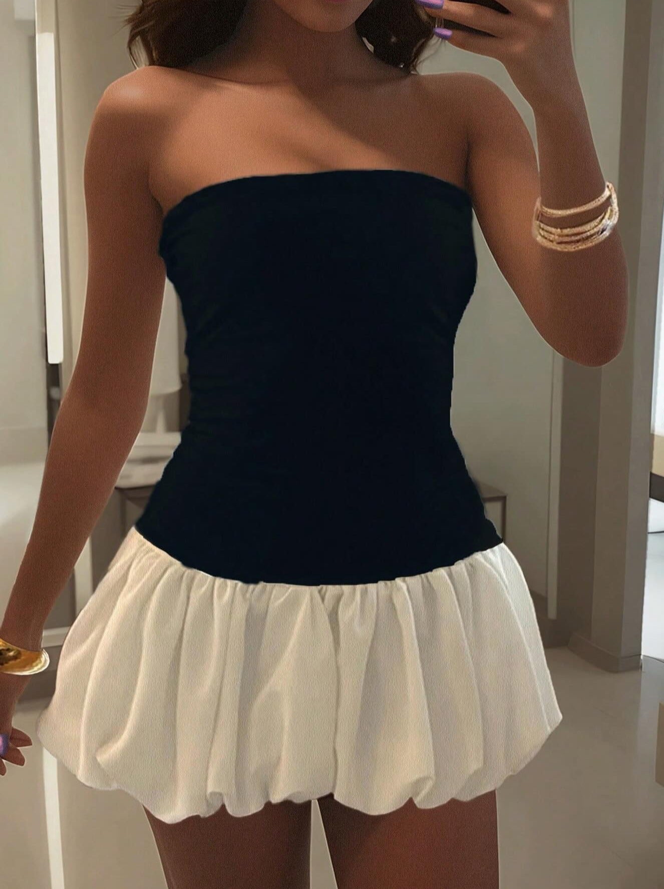 Vestido Sienna con talle bajo y dobladillo globo