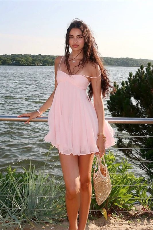 Vestido mini de gasa Maisie con hombros descubiertos