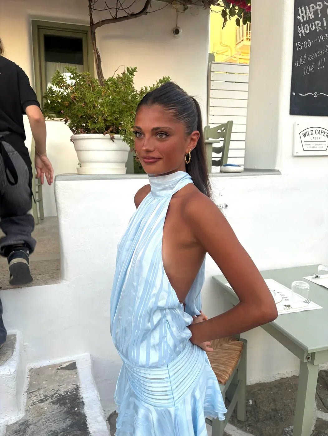 Matilda vestido corto halter a rayas