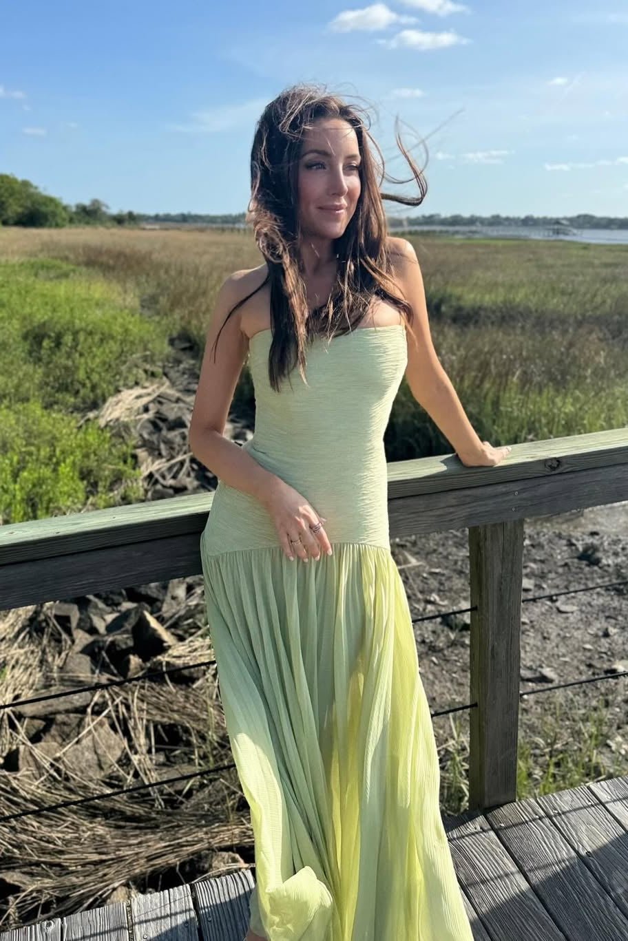 Vestido maxi strapless Barbra