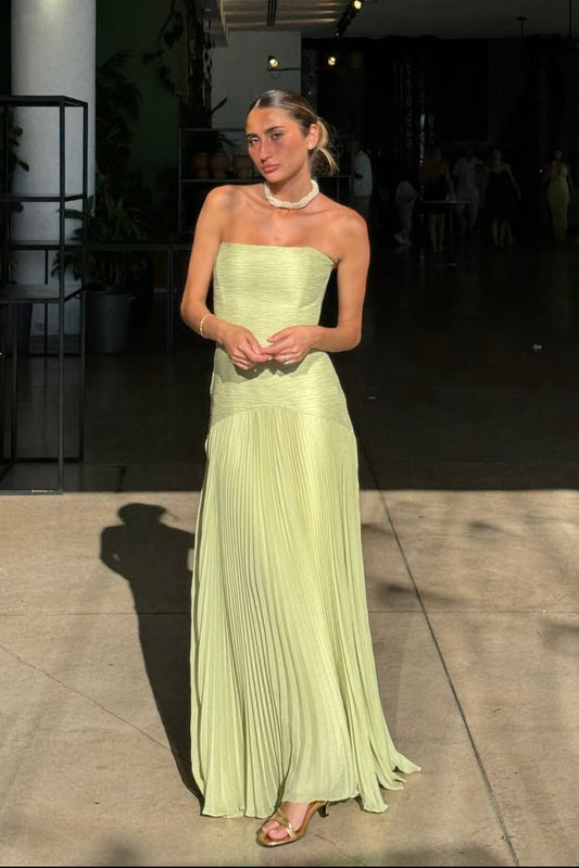 Vestido maxi strapless Barbra