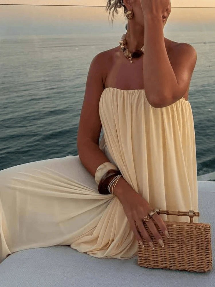 Erika Vestido Maxi Plisado Sin Tirantes