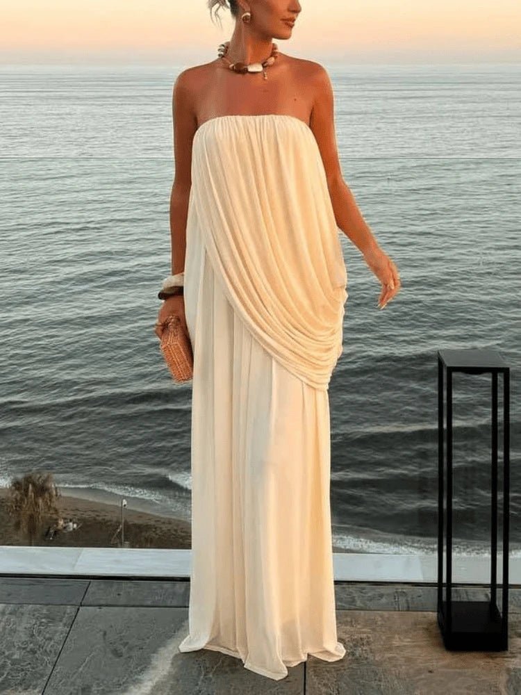 Erika Vestido Maxi Plisado Sin Tirantes