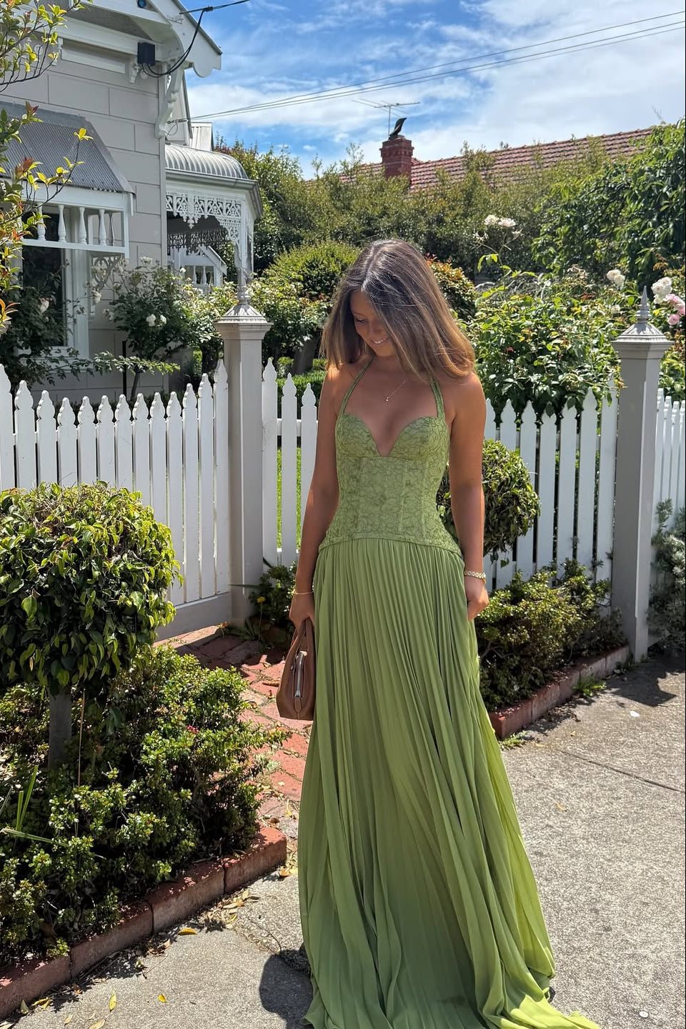 Miranda Pleated Corset Maxi Dress