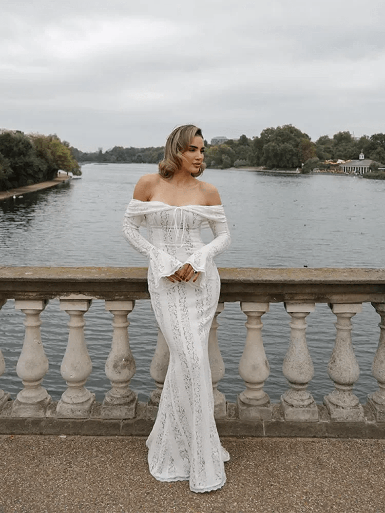 Ivy vestido maxi de encaje con hombros descubiertos