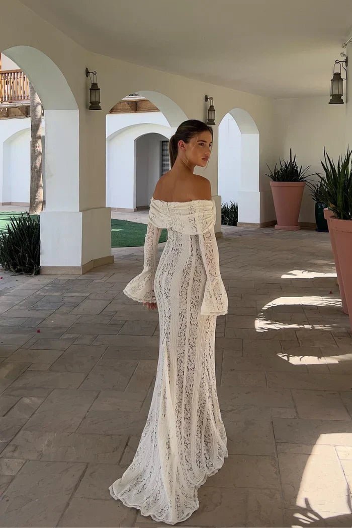 Ivy vestido maxi de encaje con hombros descubiertos