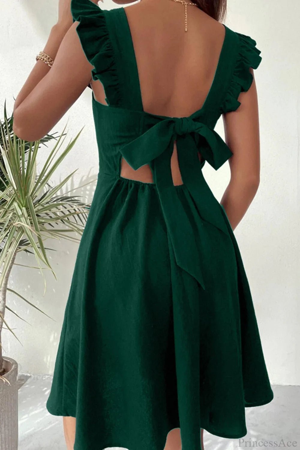 Mary Ruffle Tie-Back Mini Dress