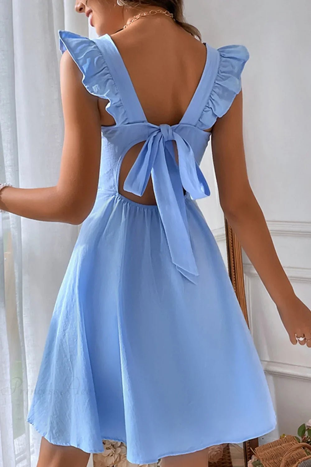 Mary Ruffle Tie-Back Mini Dress