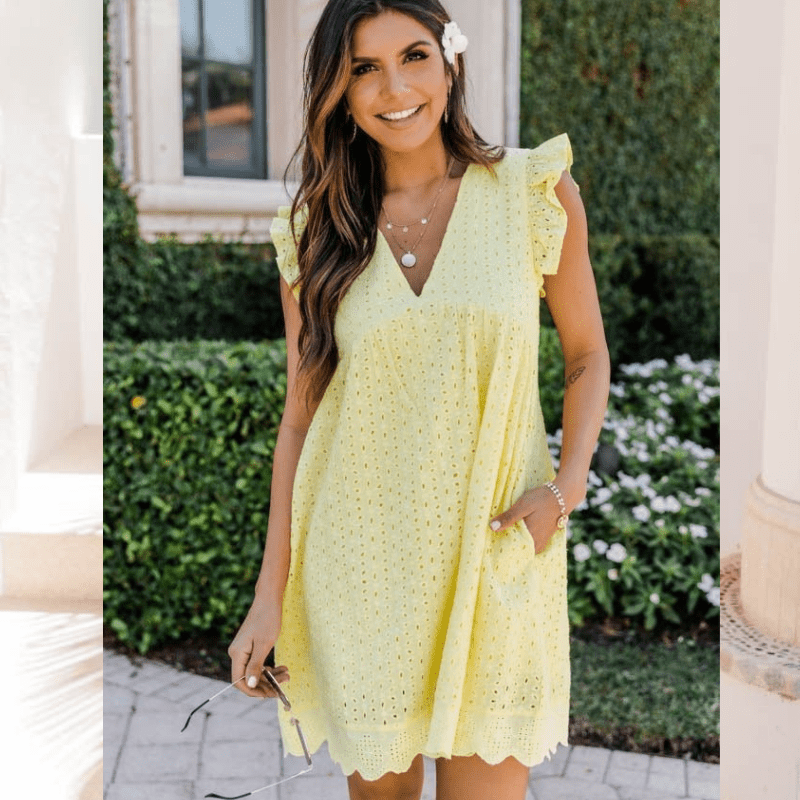 Vestido mini Sophia sin mangas con escote en V
