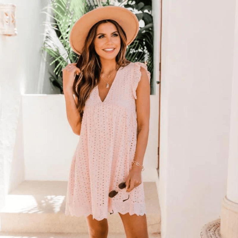 Vestido mini Sophia sin mangas con escote en V