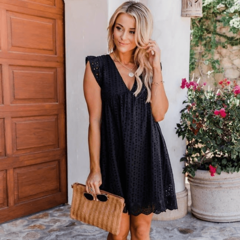 Vestido mini Sophia sin mangas con escote en V
