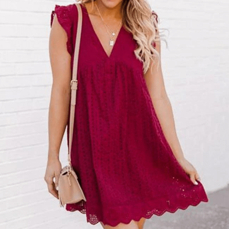 Vestido mini Sophia sin mangas con escote en V