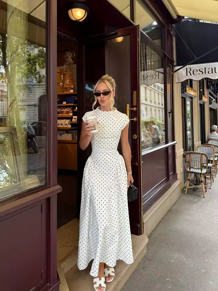Vestido Sienna Flare Maxi con Mangas Cortas