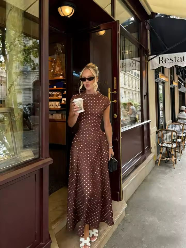 Vestido Sienna Flare Maxi con Mangas Cortas