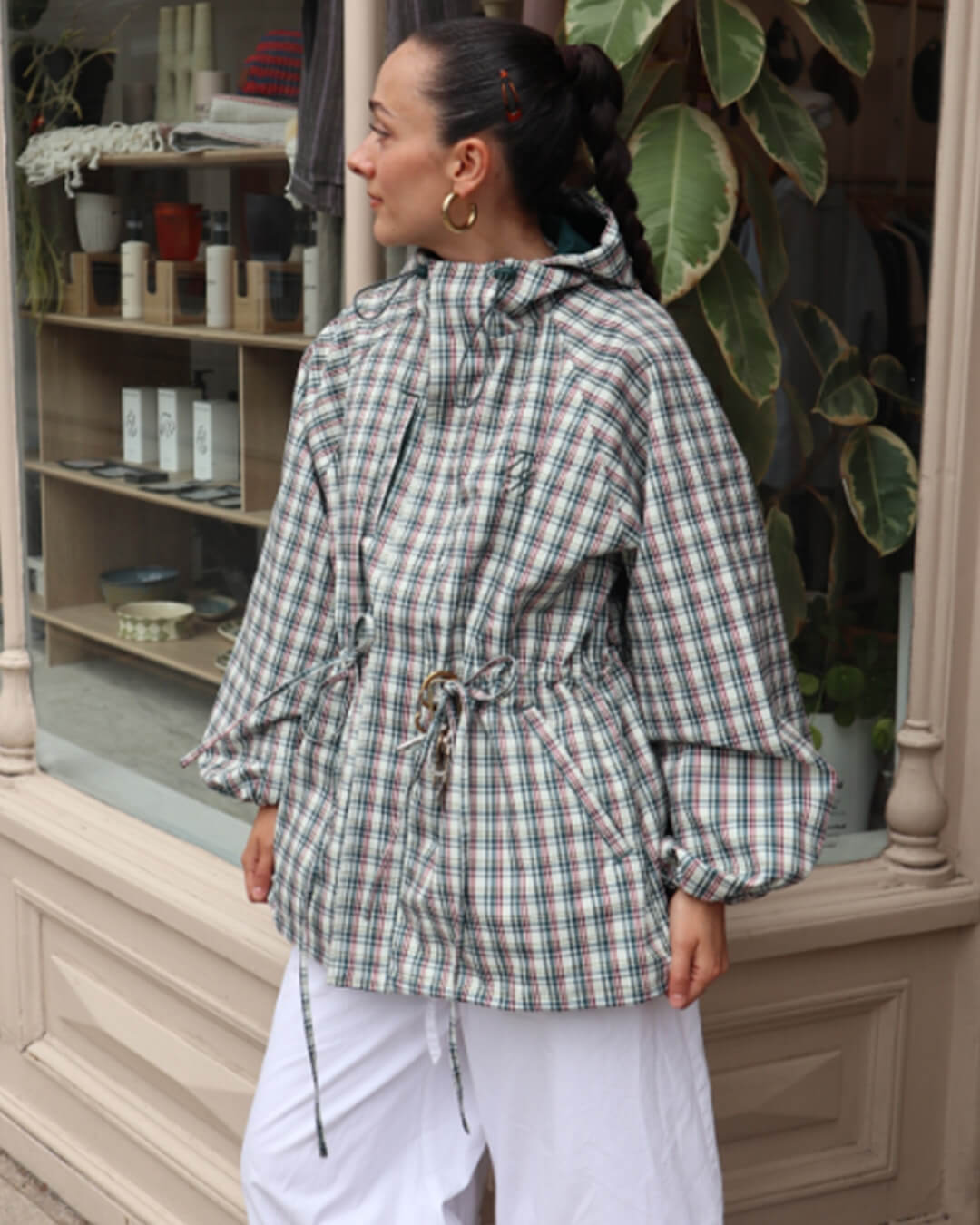 Gina Retro Plaid Hooded Jacket